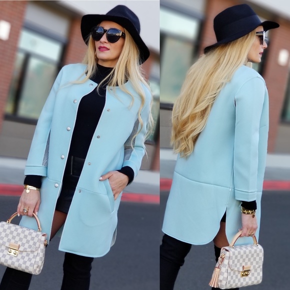 MODA ME COUTURE Jackets & Blazers - Baby Blue Jacket Structured